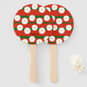 Éventail Fleur de marguerite blanche rouge Joyeux Noël Vaca