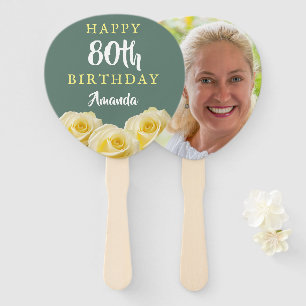 Éventail Fleur de rose jaune Floral 80e anniversaire Photo