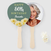 Éventail Fleur de rose jaune Floral 80e anniversaire Photo (Devant et derrière)