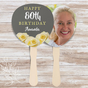 Éventail Fleur de rose jaune Floral 80e anniversaire Photo