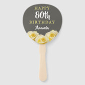 Éventail Fleur de rose jaune Floral 80e anniversaire Photo (Devant)