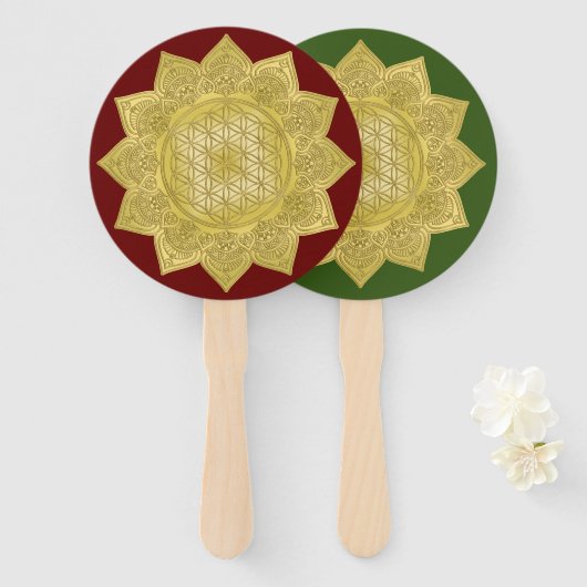 Éventail Fleur De Vie - Indien Mandala 4 (Devant et derrière)