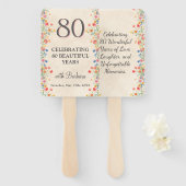 Éventail Fleur élégante 80 ans Fête Florale 80e anniversair (Devant et derrière)