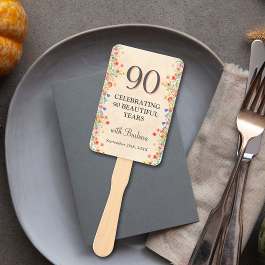 Éventail Fleur élégante 90 ans Fête Florale 90e anniversair