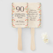 Éventail Fleur élégante 90 ans Fête Florale 90e anniversair (Devant et derrière)