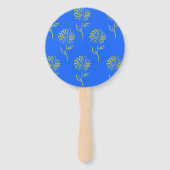 Éventail Fleur jaune sur fond bleu (Dos)