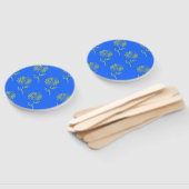 Éventail Fleur jaune sur fond bleu (Non-assemblé)