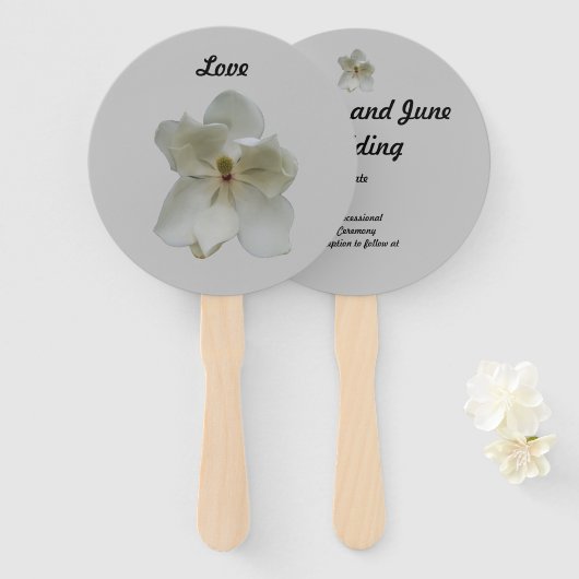 Éventail Fleur Magnolia blanche sur le programme de ventila (Devant et derrière)