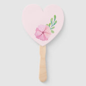 Éventail Fleur rose et feuilles vertes (Dos)