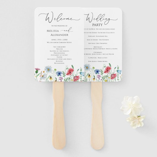 Éventail Fleur sauvage Boho jardin Programme de mariage Ven (Devant et derrière)