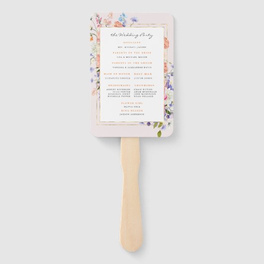 Éventail Fleur sauvage Boho | Programme de mariage floral (Dos)