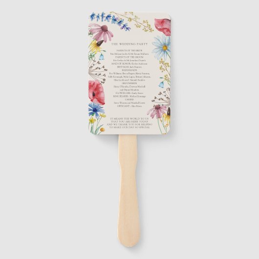 Éventail Fleur sauvage Charm Pays Floral Wedding Programme (Dos)