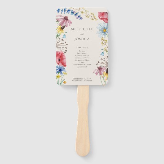 Éventail Fleur sauvage Charm Pays Floral Wedding Programme (Devant)