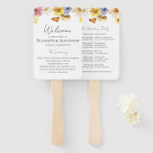 Éventail Fleur sauvage coloré | Programme de cérémonie Boho (Devant et derrière)