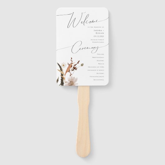 Éventail Fleur sauvage d'automne Boho | Programme de mariag (Devant)