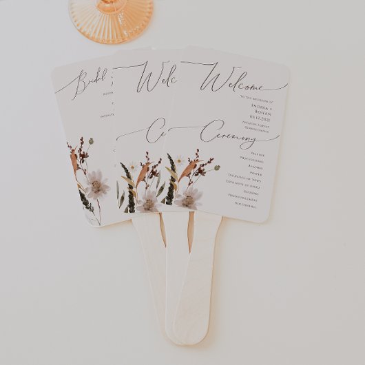 Éventail Fleur sauvage d'automne Boho | Programme de mariag