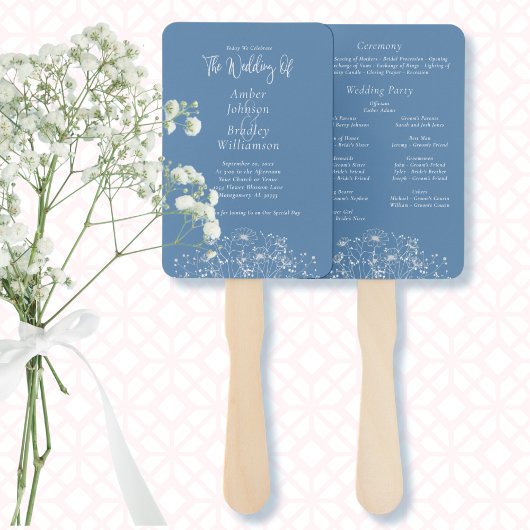 Éventail Fleur sauvage Dusty Blue Botanical Floral Programm