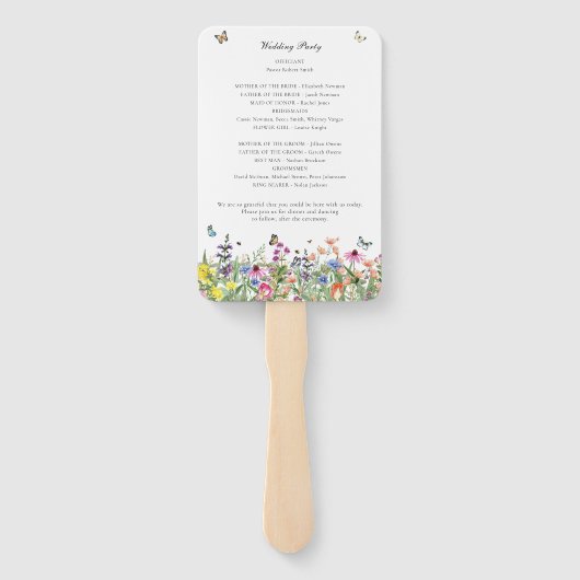 Éventail Fleur sauvage Floral Wedding Programme (Dos)