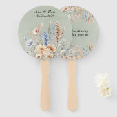 Éventail Fleur sauvage Mariage Sage Green Dusty (Devant et derrière)
