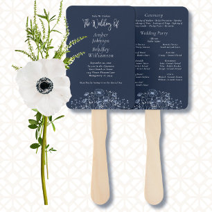 Éventail Fleur sauvage Marine White Botanical Floral Progra