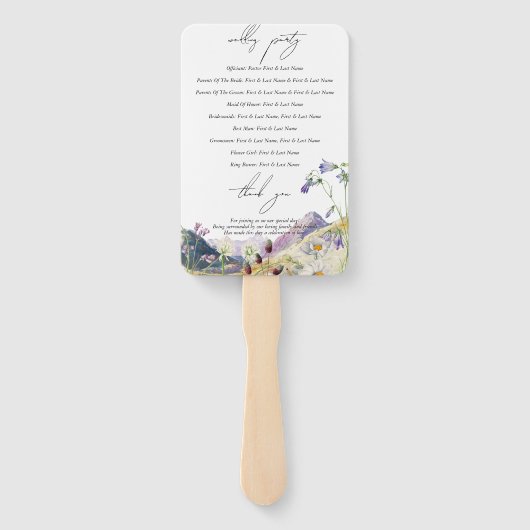 Éventail Fleur sauvage Mountain Itinéraire Wedding Programm (Dos)
