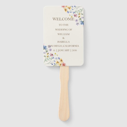 Éventail Fleur sauvage pastel beige (Devant)