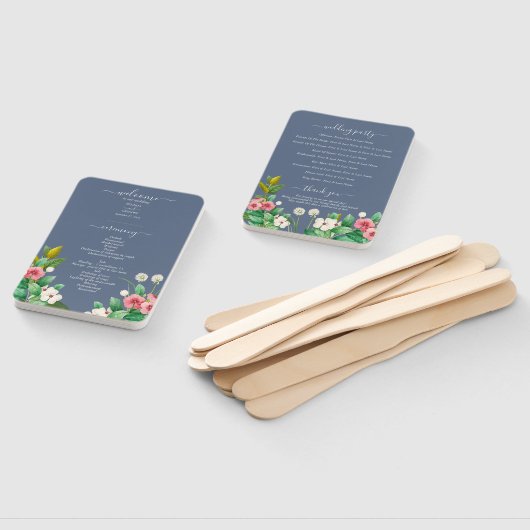 Éventail Fleur sauvage Periwinkle Dusty Blue Wedding Progra (Non-assemblé)