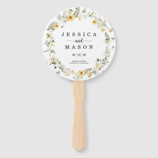 Éventail Fleur sauvage Rustic Round Wedding Programme Venti (Devant)
