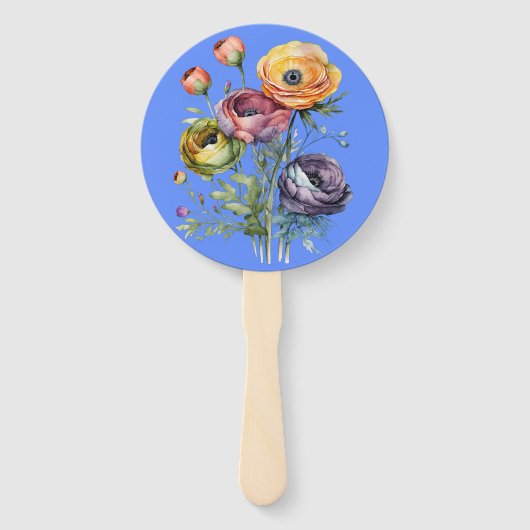 Éventail fleurs aquarelles (Devant)