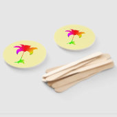 Éventail Fleurs arc-en-ciel jaune pâle (Non-assemblé)