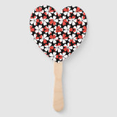 Éventail Fleurs blanches rouges mignons motif (Dos)