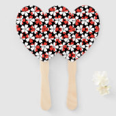 Éventail Fleurs blanches rouges mignons motif (Devant et derrière)