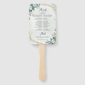 Éventail Fleurs bleues romantiques et mariage d'or eucalypt (Dos)