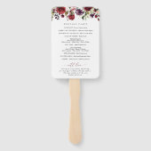 Éventail Fleurs Bourgognes, Fleurs Roses, Programme Mariage (Dos)