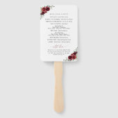 Éventail Fleurs Bourgognes, Fleurs Rouges, Programme Mariag (Dos)