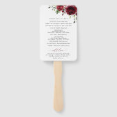 Éventail Fleurs Bourgognes, Fleurs Rouges, Programme Mariag (Dos)