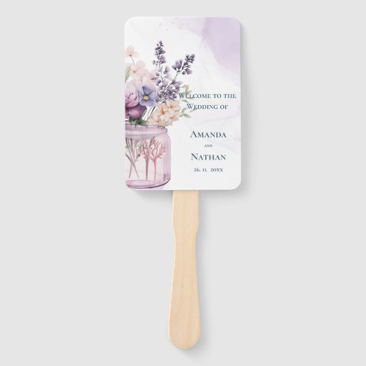 Éventail Fleurs Dans Mason Jar Chic Programme De Mariage Fl (Devant)