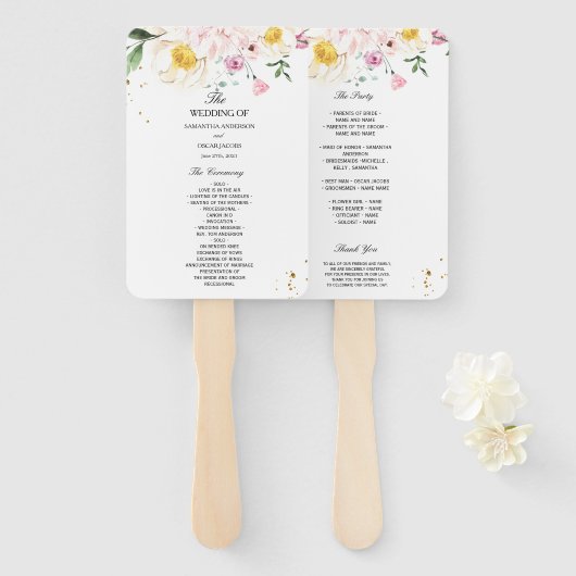 Éventail Fleurs de beauté colorées élégantes (Devant et derrière)