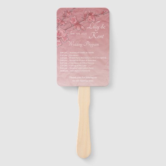 Éventail Fleurs de Cerisier rose Programme de mariage Fans (Devant)