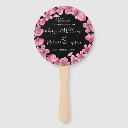 Éventail Fleurs De Cerisiers Rose Sur Le Programme De Maria (Devant)