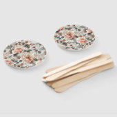 Éventail Fleurs de crème avec feuilles gris sur un gris cla (Non-assemblé)