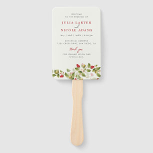 Éventail Fleurs de Fraisier Sauvage Rouge Mariage