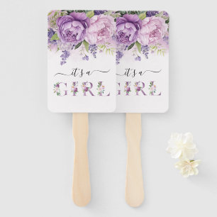 Éventail Fleurs De Jardin Violet Et Rose Baby shower Fille