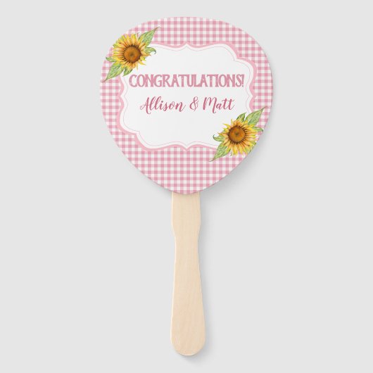 Éventail Fleurs de soleil de pays rose En vichy chèque bébé (Dos)