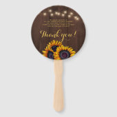 Éventail Fleurs de soleil rustique brun grange de bois fave (Dos)