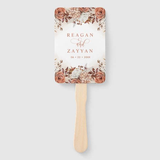 Éventail Fleurs de terre cuite Programme de mariage Pampas (Devant)