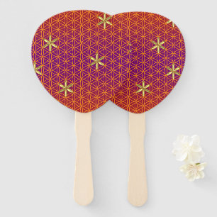 Éventail FLEURS DE VIE - motif d'or rouge
