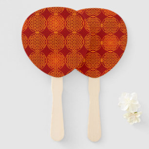 Éventail FLEURS DE VIE - motif rouge orange
