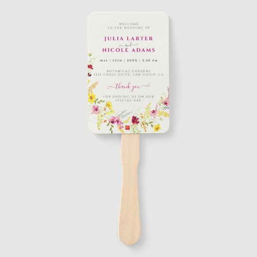 Éventail Fleurs d'orchidées violettes roses Mariage de cour (Devant)