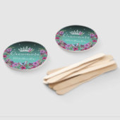 Éventail Fleurs et papillon Quinceanera bleu (Non-assemblé)